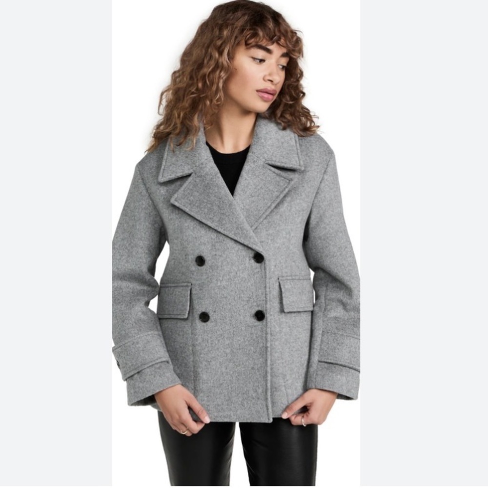Club Monaco Relaxed Grey Pea Coat - Picture 4 of 9